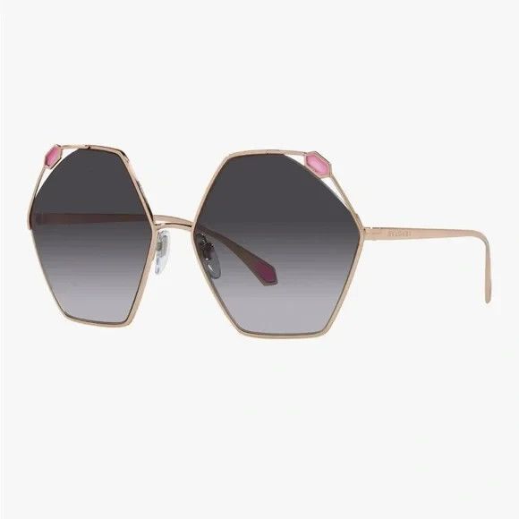 Bvlgari BV 6160 20148G Pink Gold Metal Hexagonal Sunglasses Grey Gradient Lens main image 10
